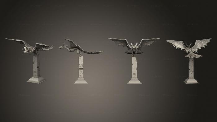 Статуэтки герои, монстры и демоны (Скандинавские Рейдеры Столп Снежной Виверны Большой, STKM_6891) 3D модель для ЧПУ станка