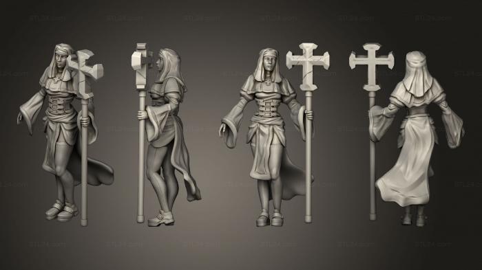 Figurines heroes, monsters and demons (Nun Assistant Cross, STKM_6901) 3D models for cnc