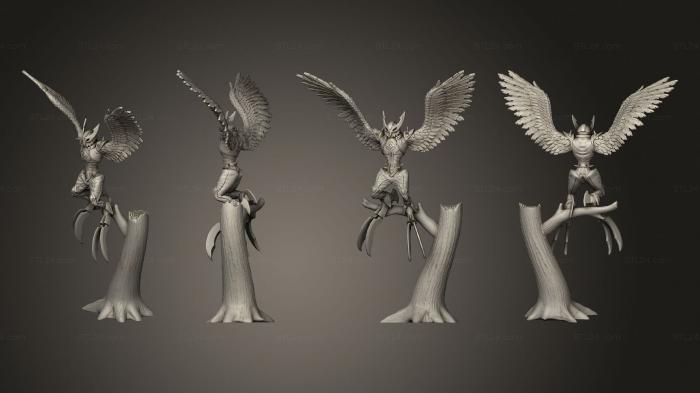 Figurines heroes, monsters and demons (Owl Harpy Intimidating Large, STKM_6997) 3D models for cnc