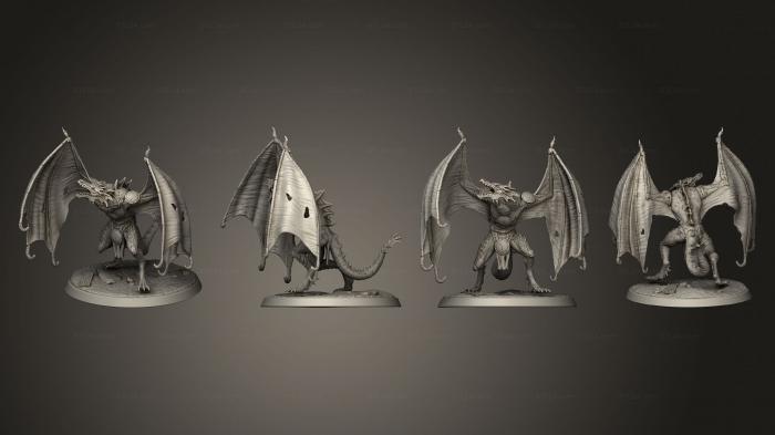 Figurines heroes, monsters and demons (Panshaw Under Siege Green Aqua Wyvern, STKM_7019) 3D models for cnc