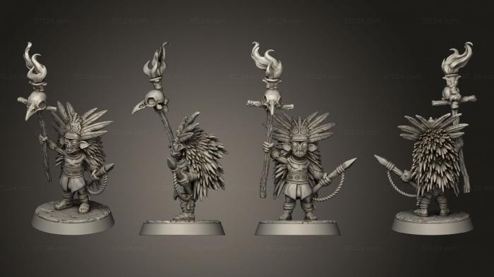 Figurines heroes, monsters and demons (Pantheon of Aztecs Chaneque 05 base, STKM_7029) 3D models for cnc
