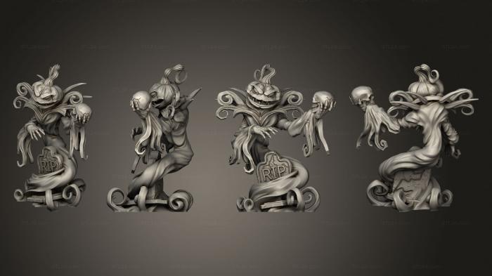 Статуэтки герои, монстры и демоны (Надгробие Тыквенного Жнеца, STKM_7195) 3D модель для ЧПУ станка
