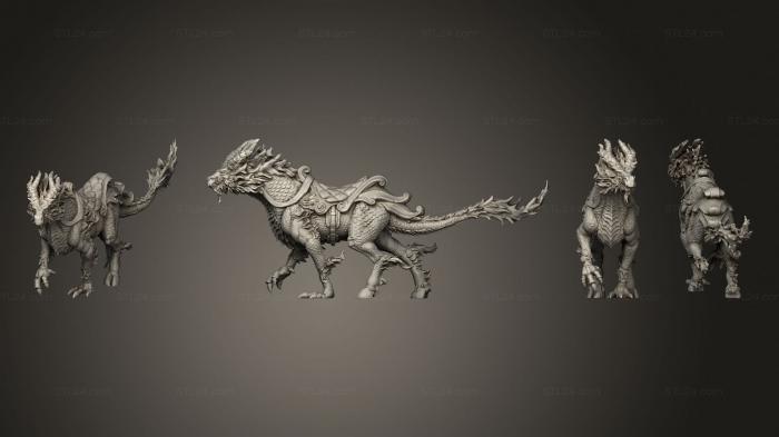 Figurines heroes, monsters and demons (Qilin White Dragon Horse Mount Large, STKM_7210) 3D models for cnc