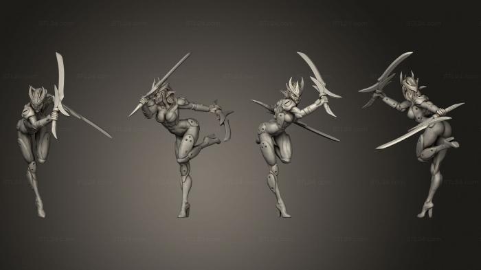 Figurines heroes, monsters and demons (RED PAIN FEMALE CHROMATIC ELF WARRIOR, STKM_7284) 3D models for cnc
