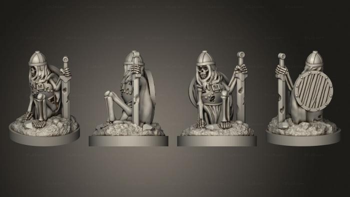 Статуэтки герои, монстры и демоны (Набор Восходящих Скелетов 04, STKM_7301) 3D модель для ЧПУ станка