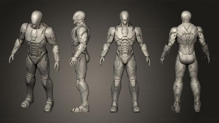 Figurines heroes, monsters and demons (Robocop full suit, STKM_7311) 3D models for cnc