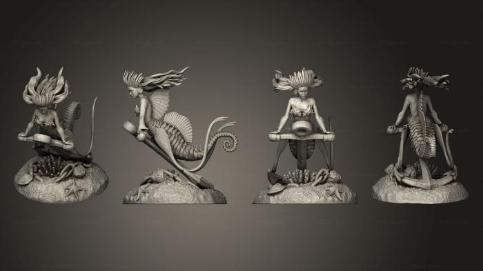 Figurines heroes, monsters and demons (Seahorse Mermaid Anchor, STKM_7452) 3D models for cnc