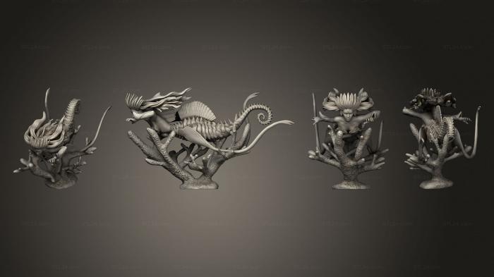 Figurines heroes, monsters and demons (Seahorse Mermaid Swimming, STKM_7454) 3D models for cnc