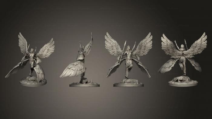 Статуэтки герои, монстры и демоны (Восходящий Ангел - Серафим, STKM_7470) 3D модель для ЧПУ станка