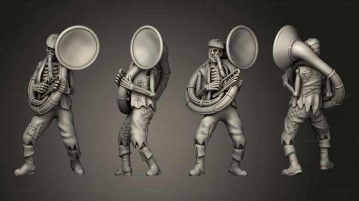 Статуэтки герои, монстры и демоны (Скелет Музыканта - Сузафон, STKM_7536) 3D модель для ЧПУ станка
