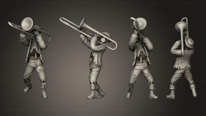 Figurines heroes, monsters and demons (Skeleton Musician Trombone, STKM_7537) 3D models for cnc