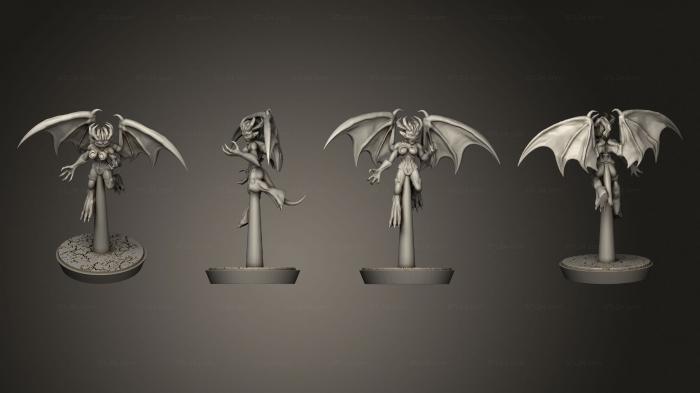 Статуэтки герои, монстры и демоны (Змеекрылые Демоны 2, STKM_7582) 3D модель для ЧПУ станка