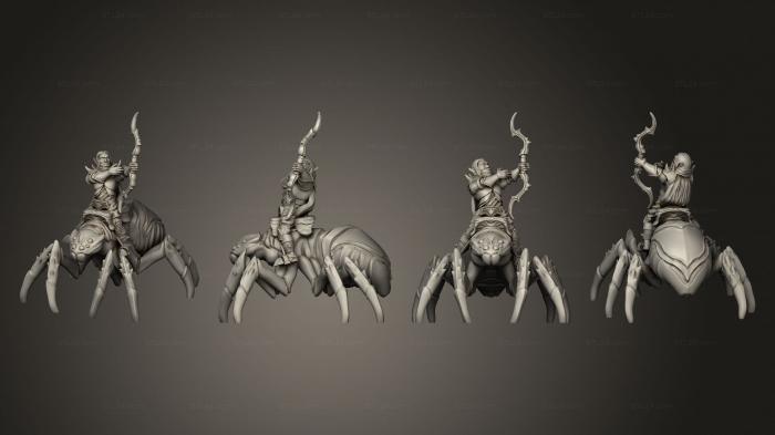 Статуэтки герои, монстры и демоны (Воин Верхом на Пауке, STKM_7646) 3D модель для ЧПУ станка