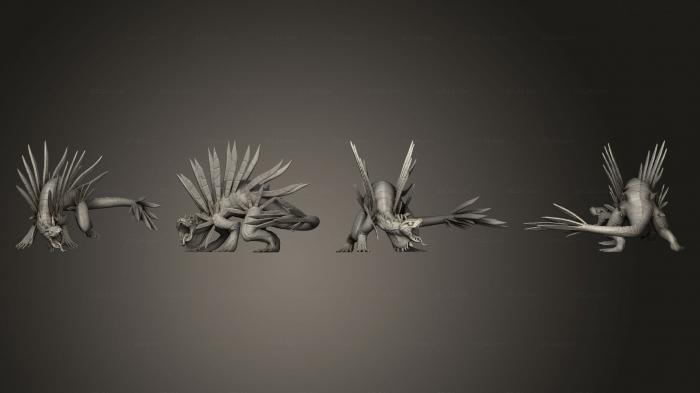 Статуэтки герои, монстры и демоны (Колючая Ящерица Сердитая Крупная, STKM_7660) 3D модель для ЧПУ станка