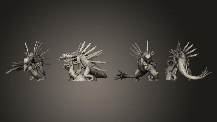 Статуэтки герои, монстры и демоны (Колючая Ящерица , Притаившаяся Большая, STKM_7662) 3D модель для ЧПУ станка