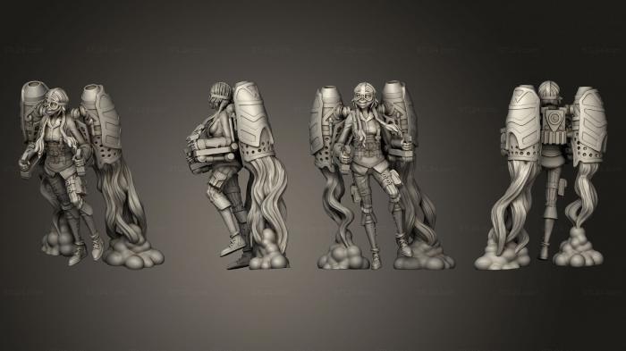 Статуэтки герои, монстры и демоны (Steam Создает Реактивный Ранец Для Девушки Сьюзи, STKM_7717) 3D модель для ЧПУ станка