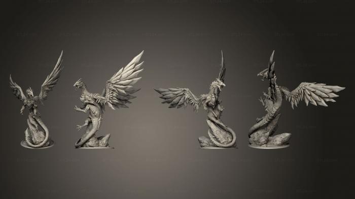 Статуэтки герои, монстры и демоны (Взрослый Стальной Дракон, STKM_7730) 3D модель для ЧПУ станка