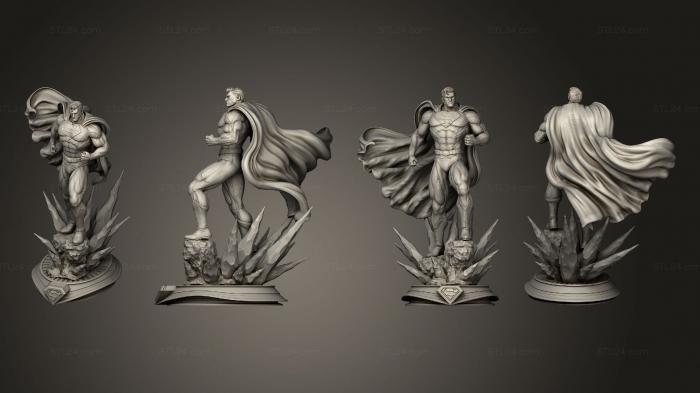 Статуэтки герои, монстры и демоны (Супермен против 2, STKM_7784) 3D модель для ЧПУ станка