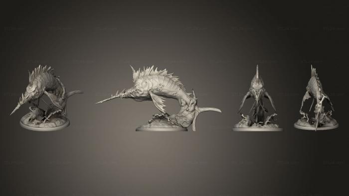 Статуэтки герои, монстры и демоны (Рыба - Меч, Прыгающая Большими Прыжками, STKM_7816) 3D модель для ЧПУ станка