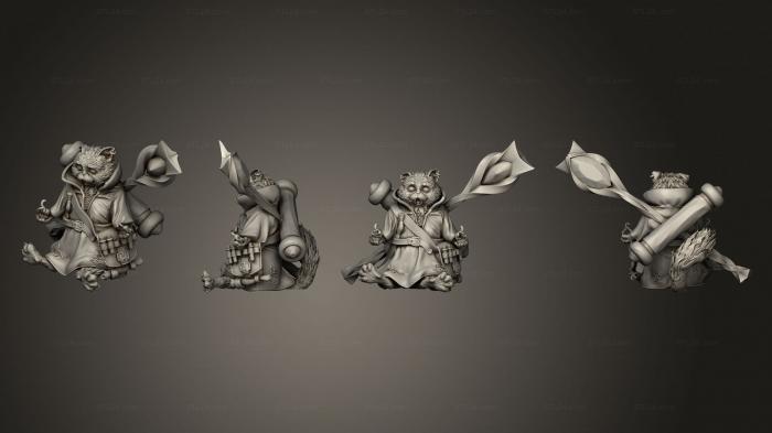 Figurines heroes, monsters and demons (Tabaxi White Cat Sorcerer Meditating, STKM_7828) 3D models for cnc