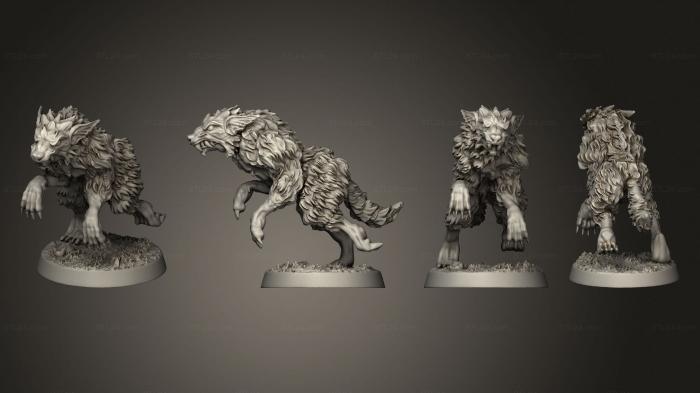 Статуэтки герои, монстры и демоны (Набор Дикие волки из 5 03, STKM_7998) 3D модель для ЧПУ станка