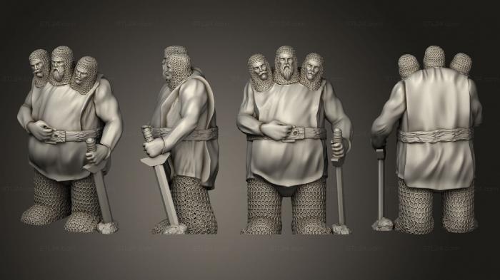 Figurines heroes, monsters and demons (Three Headed Giant Mini, STKM_8015) 3D models for cnc