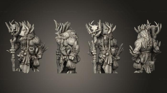 Статуэтки герои, монстры и демоны (Шаман Таскландского Тауруса на Базе, STKM_8124) 3D модель для ЧПУ станка