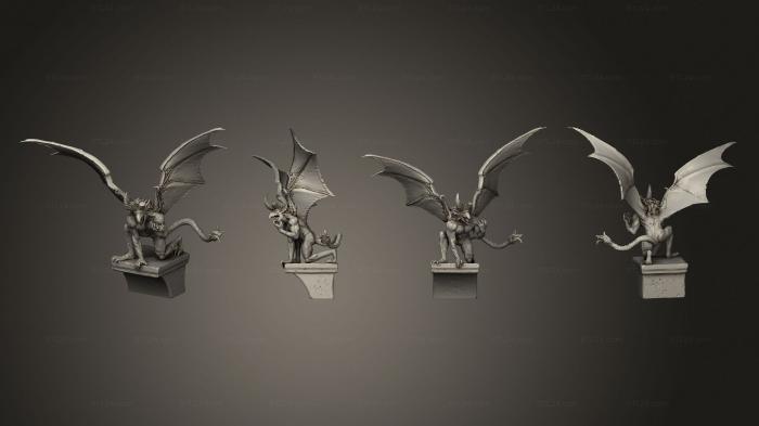 Статуэтки герои, монстры и демоны (Вампиры Горгульи Злые v 1 Большие, STKM_8218) 3D модель для ЧПУ станка