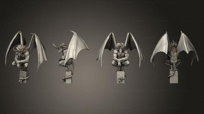Статуэтки герои, монстры и демоны (Вампиры Горгульи В Ожидании v 2 очень Большие, STKM_8222) 3D модель для ЧПУ станка