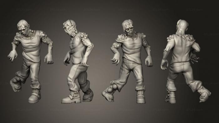 Статуэтки герои, монстры и демоны (Ходячий Зомби 02, STKM_8300) 3D модель для ЧПУ станка
