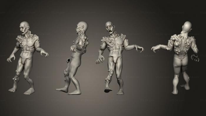 Статуэтки герои, монстры и демоны (Ходячий Зомби 08, STKM_8306) 3D модель для ЧПУ станка
