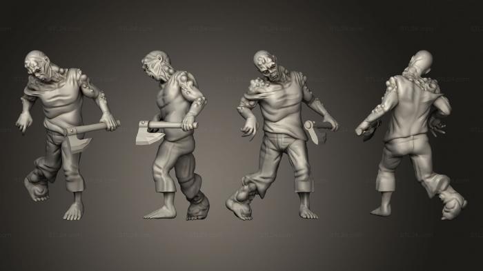 Статуэтки герои, монстры и демоны (Ходячий Зомби 22, STKM_8320) 3D модель для ЧПУ станка