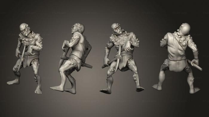 Статуэтки герои, монстры и демоны (Ходячий Зомби 23, STKM_8321) 3D модель для ЧПУ станка
