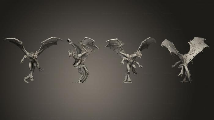 Статуэтки герои, монстры и демоны (Боевой Дрейк, Летящий Большими Крыльями, STKM_8344) 3D модель для ЧПУ станка