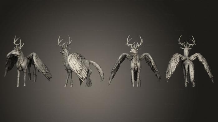 Figurines heroes, monsters and demons (Winged Deer Large, STKM_8487) 3D models for cnc