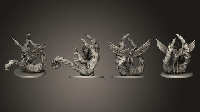 Статуэтки герои, монстры и демоны (Крылатый Олень Волшебный Большой 002, STKM_8488) 3D модель для ЧПУ станка