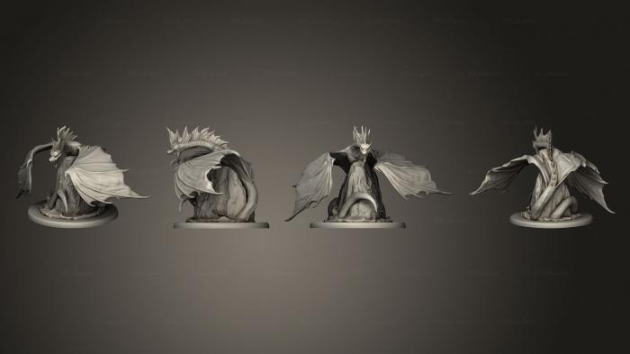 Статуэтки герои, монстры и демоны (Крылатый Морской Змей , Злой , Большой, STKM_8490) 3D модель для ЧПУ станка