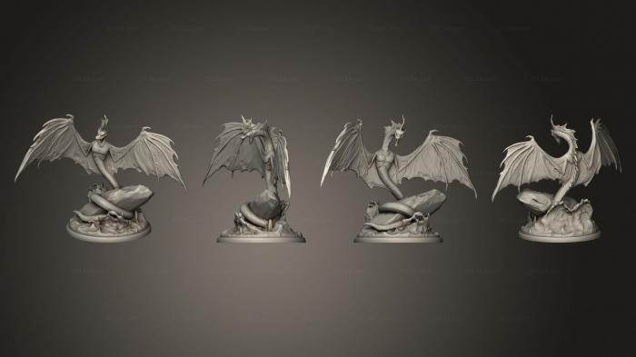 Figurines heroes, monsters and demons (Winged Sea Serpent Rock Large, STKM_8492) 3D models for cnc
