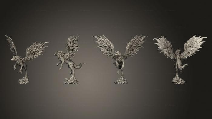 Figurines heroes, monsters and demons (Winged Wolf Flying Large, STKM_8494) 3D models for cnc
