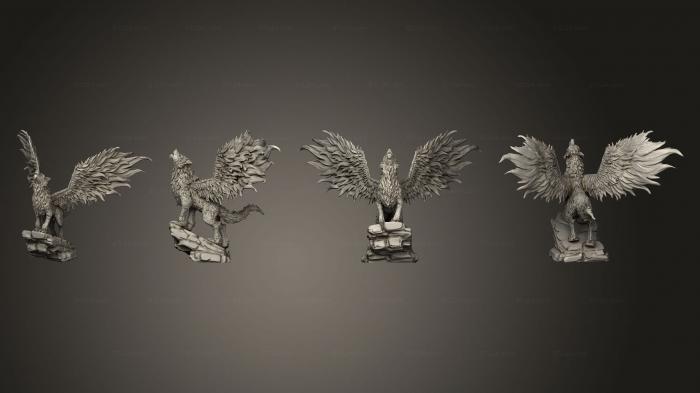 Статуэтки герои, монстры и демоны (Крылатый Волк , Воющий Большими, STKM_8495) 3D модель для ЧПУ станка