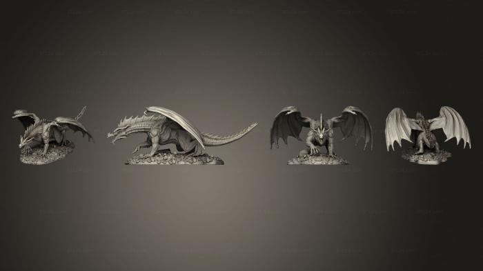 Статуэтки герои, монстры и демоны (Молодой Красный Дракон Большой, STKM_8621) 3D модель для ЧПУ станка