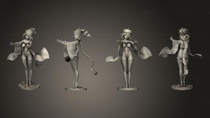 Статуэтки герои, монстры и демоны (Девушка-Зомби Лю Син Ван, STKM_8666) 3D модель для ЧПУ станка