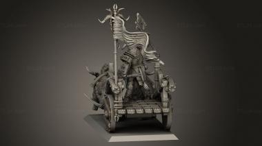 Figurines heroes, monsters and demons (TWO BOARS CHARIOT FLAT, STKM_8795) 3D models for cnc