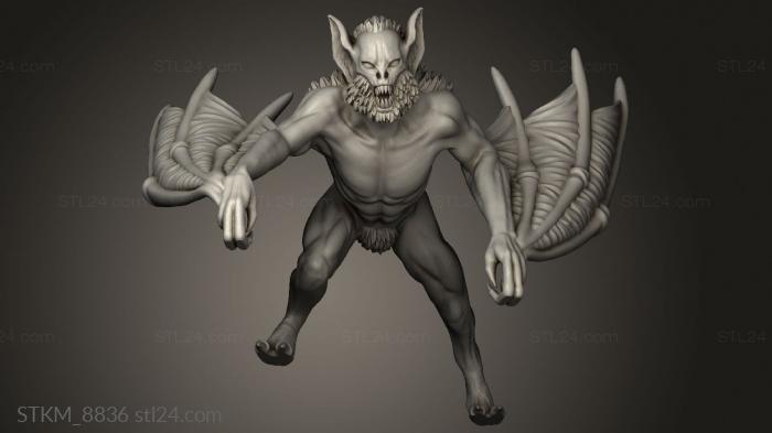 Статуэтки герои, монстры и демоны (Фантастическая Летучая Мышь-Вампир, STKM_8836) 3D модель для ЧПУ станка