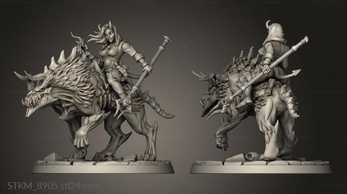 Figurines heroes, monsters and demons (Baal Demon Hound Female Warlock Rider Hooded Saddle, STKM_8905) 3D models for cnc