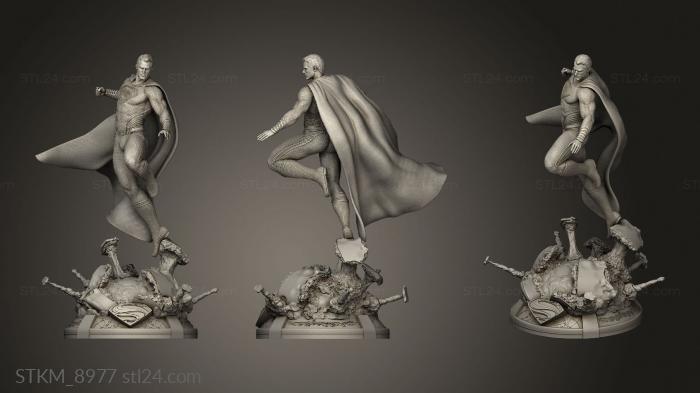 Figurines heroes, monsters and demons (Superman in attack jump, STKM_8977) 3D models for cnc