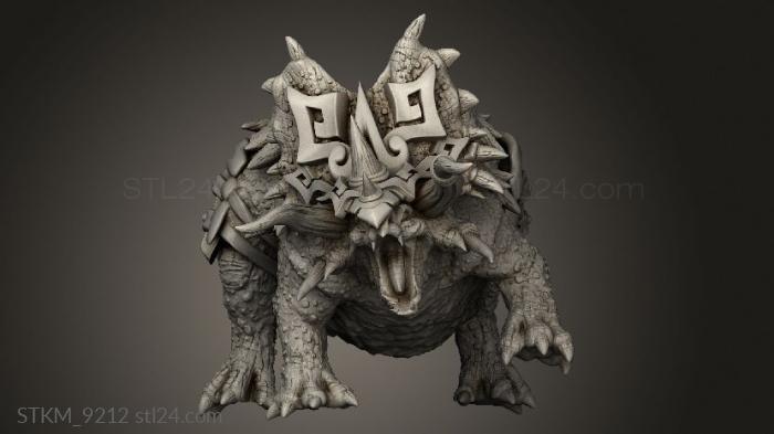 Статуэтки герои, монстры и демоны (Наследственный повелитель куатлей на торозавре, STKM_9212) 3D модель для ЧПУ станка