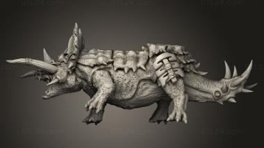 Figurines heroes, monsters and demons (ancestral cuatl lord on torosaurus, STKM_9212) 3D models for cnc