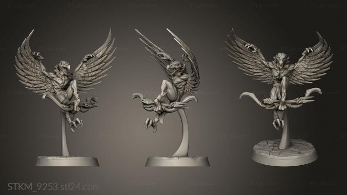 Figurines heroes, monsters and demons (Feather Folk Featherfolk Ranged Fighters flying, STKM_9253) 3D models for cnc