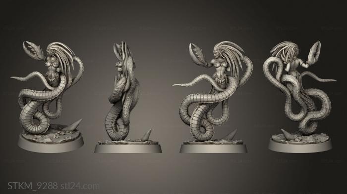Статуэтки герои, монстры и демоны (Пираты Проклинают Войска Мертвых морей Русалка, STKM_9288) 3D модель для ЧПУ станка